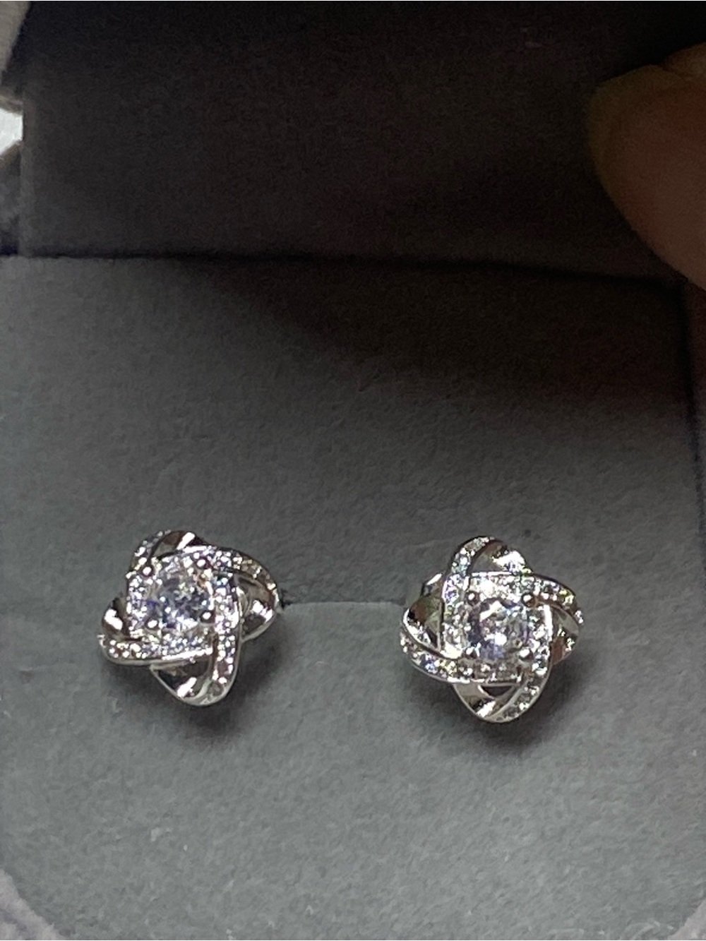 Pavé Knot Stud Earrings in Sterling Silver